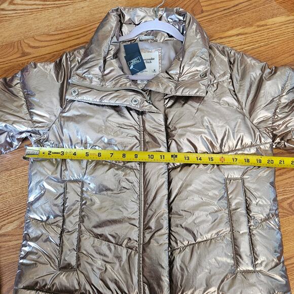 Abercrombie & Fitch AF Metallic Mini Puffer Jacket Size Medium - Picture 8 of 9